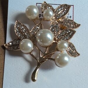 Elegant Gold and Pearl Brooch